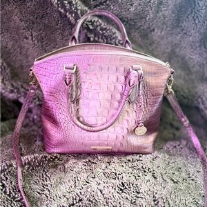 Brahmin Pink Crocodile Embossed Satchel